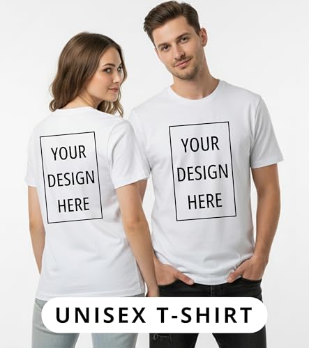 Image of Peppyzone Customised T Shirt for Men & Women | Cotton Unisex Personalised Photo & Text Printed Customized Tshirt | Custom Printing T-Shirt with Name, Logo, & Design