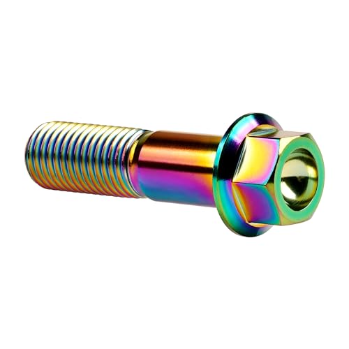Image of Titanium Bolt Hex Small Flange Head M12x45mm Pitch 1.5, Rainbow | 30 35 40 45 50 55 60 65 70 75 80 85 90mm 1.25 /1.5mm Pitch Screws for Motorcycle Car Modification Pack of 4