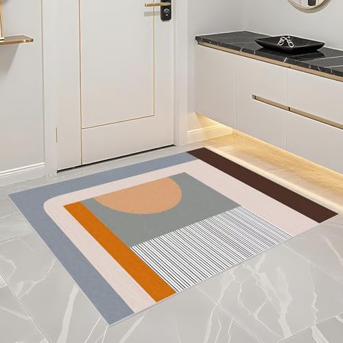 Tapis de sol bureau orange-bleu 120x140cm à rayures - 7
