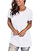 White Tshirts for Women Basic Shirts Short Sleeve Tops Plain Crewneck Tees M