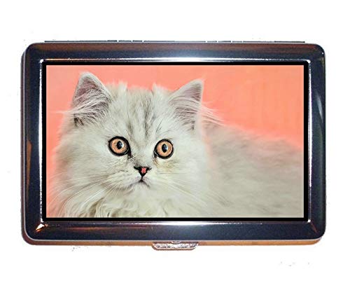 Preisvergleich Produktbild Edelstahl-Zigarettenetui, flauschige Haustier-Tierkatze-Bargeld-Halter-Kas...
