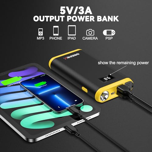 GREPRO Jump Starter Power Pack (up to 6.5L Gas, 4.0L Diesel), Car Battery Booster Jump Starter and Jump Pack for 12V Vehicles, Motorcycle, Battery Booster with LCD Screen and LED Flashlight - Image 5