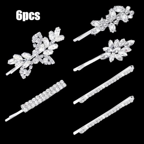 Pinzas para cabello nupcial con cristales 6 piezas miniatura 5