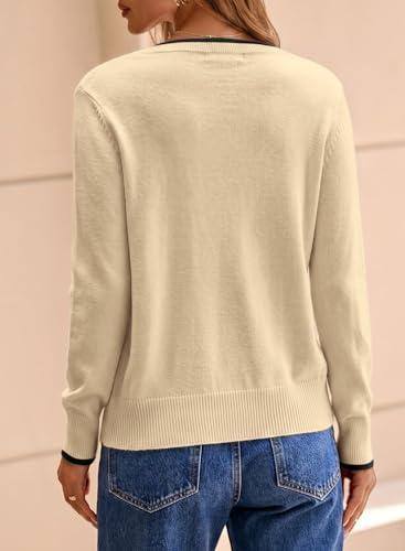 Image of Dokotoo Womens Sweaters Dressy Casual V Neck Lightweight Wool Tops | Long Sleeve,Fall Clothes,Ribbed Hem,Warm,comfort, Casual Knit Pullover