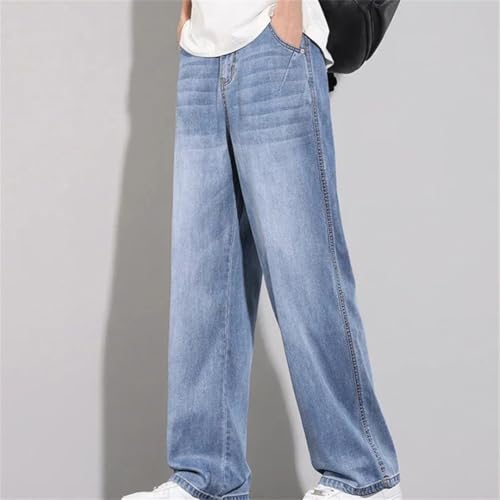 Men's Spring Summer Thin Denim Jeans Loose Fit Straight Leg Vintage Style Casual Long Trousers3