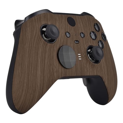image for eXtremeRate Wood Grain Patterned Faceplate Cover, Soft Touch Front Hou