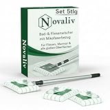 Novaliv Detergente per piastrelle da bagno con manico telescopico incluso 3 X rivestimento in microfibra per piastrelle da bagno