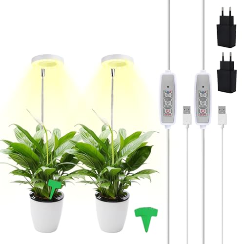 IGUGI Lampada per Piante,Luce per Piante da Interno,Luce di Crescita a Spettro Completo,Regolabile in Altezza Lampade Coltivazione con Timer 2/4/8H,LED Grow Light Full Spectrum per Piantes da Interno