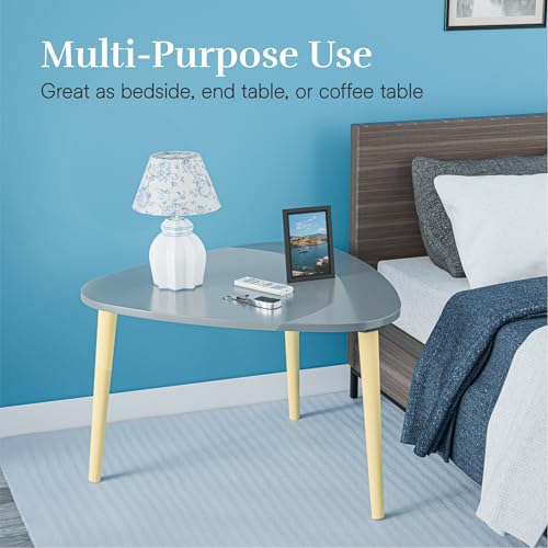 Image of Kuber Industries 21 Inch Oval Shape Bed Side Tables for Bedroom, Balcony and Sofa | Corner Stool for Living Room | Tea and Coffee End Table Night Stand | Wooden Stools for Home and Office | Grey