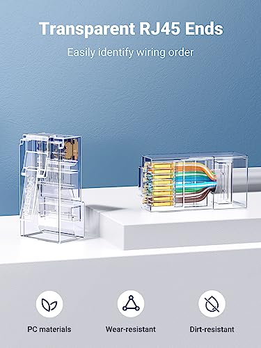 UGREEN RJ45 Connector, 50 Pack Cat5e/Cat5 Ethernet Modular RJ45 Plugs, Gold Plated Crimp LAN Network End Plugs for Ethernet Cable