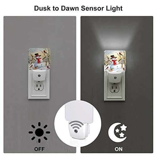 Image of Christmas Snowman Winter LED Plug-in Night Light 2-Pack, Auto Sensor Nightlights Set of 2 for Bedroom Bathroom