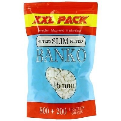 Banko Slim 5 worków 1000 filtrów 6 mm – bibułka do papierosów – port 0€ 206