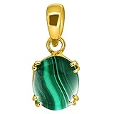 DENMOUS Colgante chapado en oro de malaquita natural de 11,25 ratti de 10,00 quilates, 100% piedra preciosa certificada por laboratorio (Top Aaa+) de calidad para unisex-B0924TWG-01