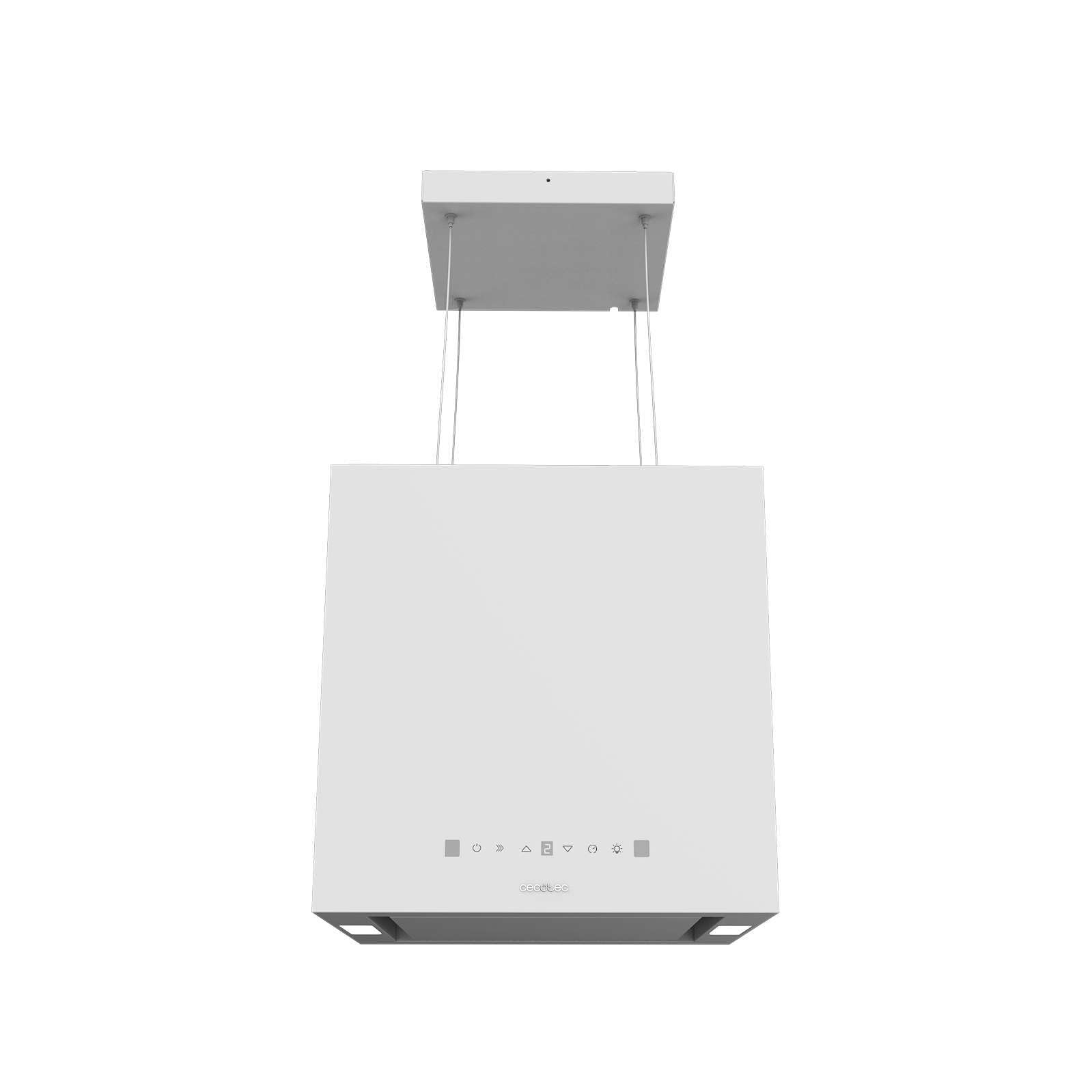 Cecotec Campana Extractora 44Cm En Isla Cuadrada Bolero Flux Cct 448000 White A++. Acabado En Blanco, Succión 800M3/H, Motor 210W, 3 Potencias, Filtro Carbono