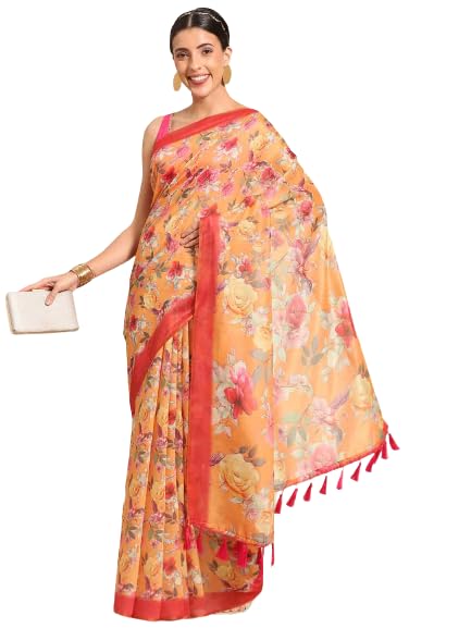Amazon Brand - Anarva Women's Cotton Blend Saree With Blouse Piece(SZ-LILLY)