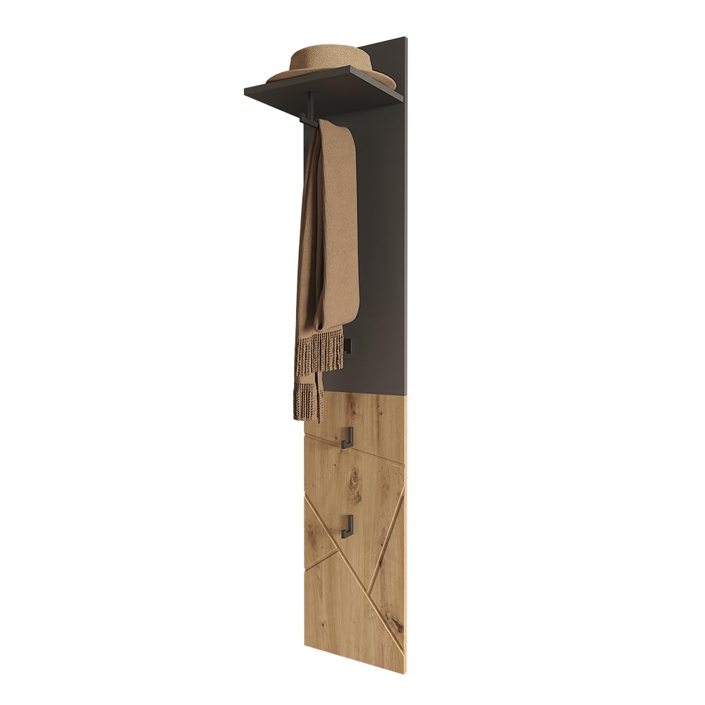 Vicco Appendiabiti da parete Irma, Antracite/Artisan, 31 x 160 cm | adatto per riporre e organizzare nell’ingresso