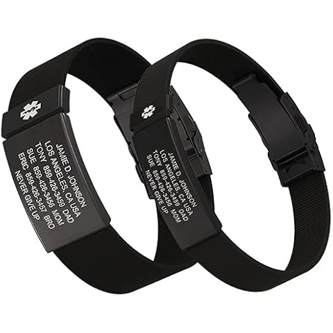 ROAD iD Personalized Medical ID Bracelet - Premium ID Wristband with Medical Alert Badge - Silicone Clasp Cover
