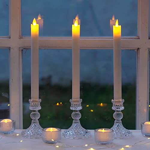 5Plots 6Pcs White Real Wax Flicking Flameless Taper Candles With Remote And Timer, Moving Flame Battery Operated Taper Candles, Led Window Candles, Candle Gifts For Home/Christmas/Wedding Decor #TOP4