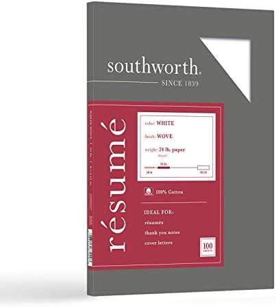 Southworth R14CF 100% Cotton Resume Paper White 24 lbs. Wove 8-1/...