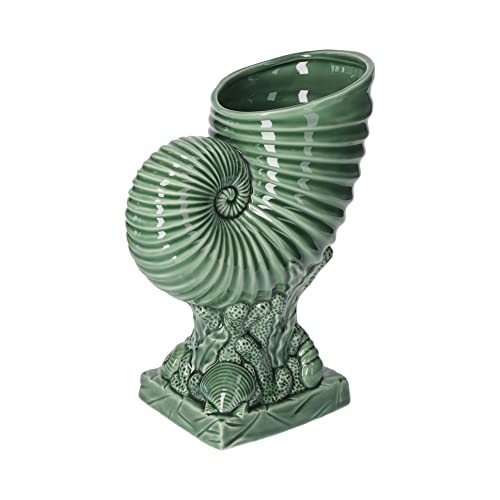 KEYHOMESTORE - Jarrón de cerámica con forma de Nautilus, de color verde, altura 29 cm, ideal para decoración de interiores, maceta para flores Cover