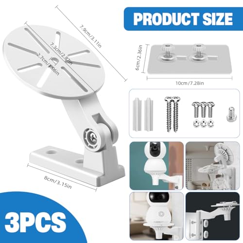 Image of ZORBES 3Pcs Security Camera Wall Mount Adjustable Camera Stand, No Drill Camera Bracket Dome Camera Wall Mount L-Shaped Stand for CCTV Baby Monitor Security IP Webcam Indoor Outdoor