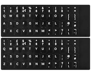 CaseBuy 2PCS English Keyboard Stickers for UK-English, White Font on Black Background, Matte British Keyboard Alphabet Sticker for Laptop Desktop Computer