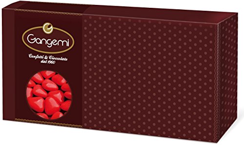 Gangemi Cuori - 1kg Coeurs Dragées Chocolat de haute qualité - Classique cadeau italien de mariage bapteme - Rouge Cover