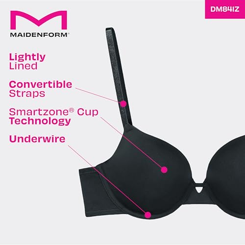 Maidenform Women's Underwire Bra, Demi T-Shirt Underwire Bra, Convertible Bra for Women, 2-Pack