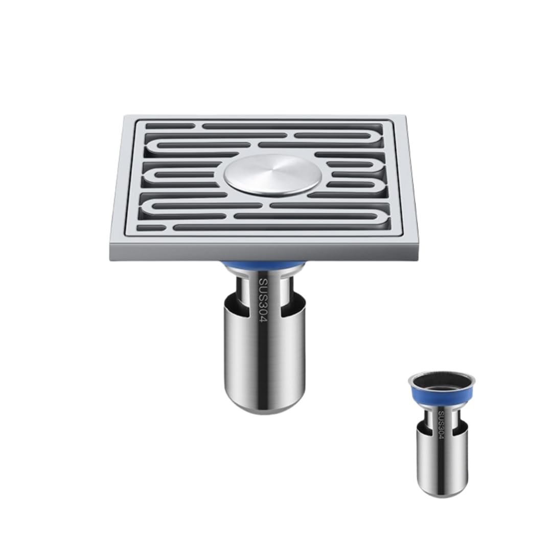 KJdxfhFH Bathroom floor drains, Floor Drain Stainless Steel for Bathroom Washing(High Water Seal,Dualuse)