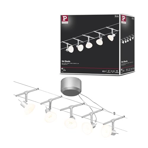 Paulmann 94136 Système de Câbles Sheela Set Extensible 5x10W max, Chrome Mat/Opal Système sans Ampoules
