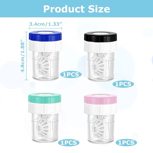 ZFRITP 4 Stück Kontaktlinsenbehälter,Kontaktlinsenbehälter Mit Katalysator,Kontaktlinsenbehälter Hoch,Rotations-Kontaktlinsenreinigungsbehälter Für Den Täglichen Gebrauch Zuhause Reisen