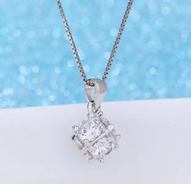 Pendentif cube argent sterling collier anti-ternissement boîte incluse