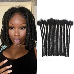 4 Inch Loc Extensions Human Hair 0.4cm Thickness 20 Strands Loc Extensions 100% human hair Dreadlock Extensions Can Be Dyed Bleached Curled Full Handmade Permanent Dreadlock Extension
