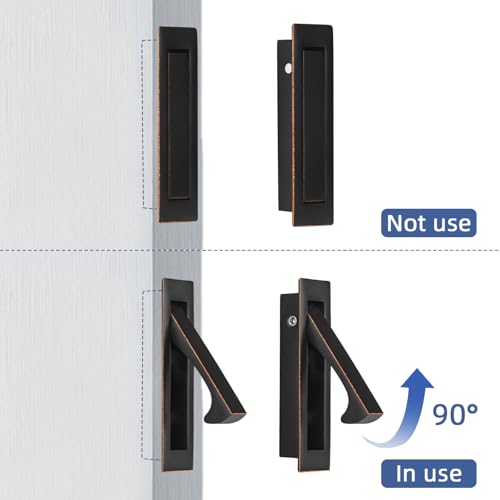 Toyvarnix Pocket Door Hardware and Edge Pull,Stainless Steel Pocket Door Handles Latch,Recessed Finger Flush Pulls,for Closet,Sliding,Barn Door (Oil Rubbed Bronze, 6Inch) by Toyvarnix - Used condition - Image 4