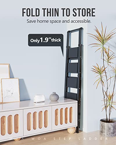 WOA-WOA-5-Step-Ladder-Lightweight-Aluminum-Ladder-with-Handgrip-Portable-Folding-Stepladder-with-Anti-Slip-Pedal-for-Home-Office-Kitchen-300lbs-Black