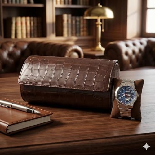 Image of essart Luxury Watch Roll Case - Travel Watch Organizer-Watch Travel Case for 3 Watches | PU Leather Portable Gift Box for Watch Collectors