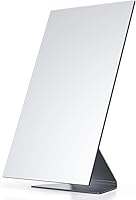 NEZZOE Frameless 1X Rectangular Makeup Mirror, Adjustable Tilt Vanity Mirror 12x7 Inch Metal Base for Bathroom Desk Windowsill