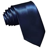 WOXVM Men's Ties Classic Solid Satin Tie Pure Color 3.15' Mens Necktie, Premium Formal Black Ties For Men Business & Wedding (Navy Blue)
