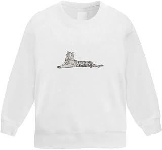 Azeeda 'White Tiger' Kid's Sweatshirt/Jumper (5-6 Years) (KW00097070)