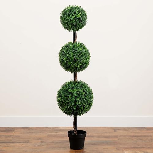 Image of Nearly Natural 5ft. Artificial Triple Ball Boxwood Topiary Tree (Indoor /Outdoor)