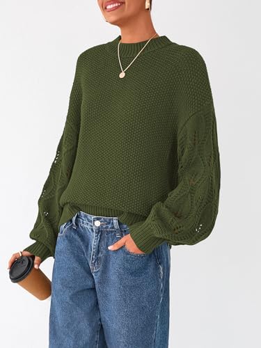 PRETTYGARDEN Womens Sweaters Fall 2025 Long Sleeve Crew Neck Cable Knit Oversized Sweater Top Casual Pullover Trendy Outfits3