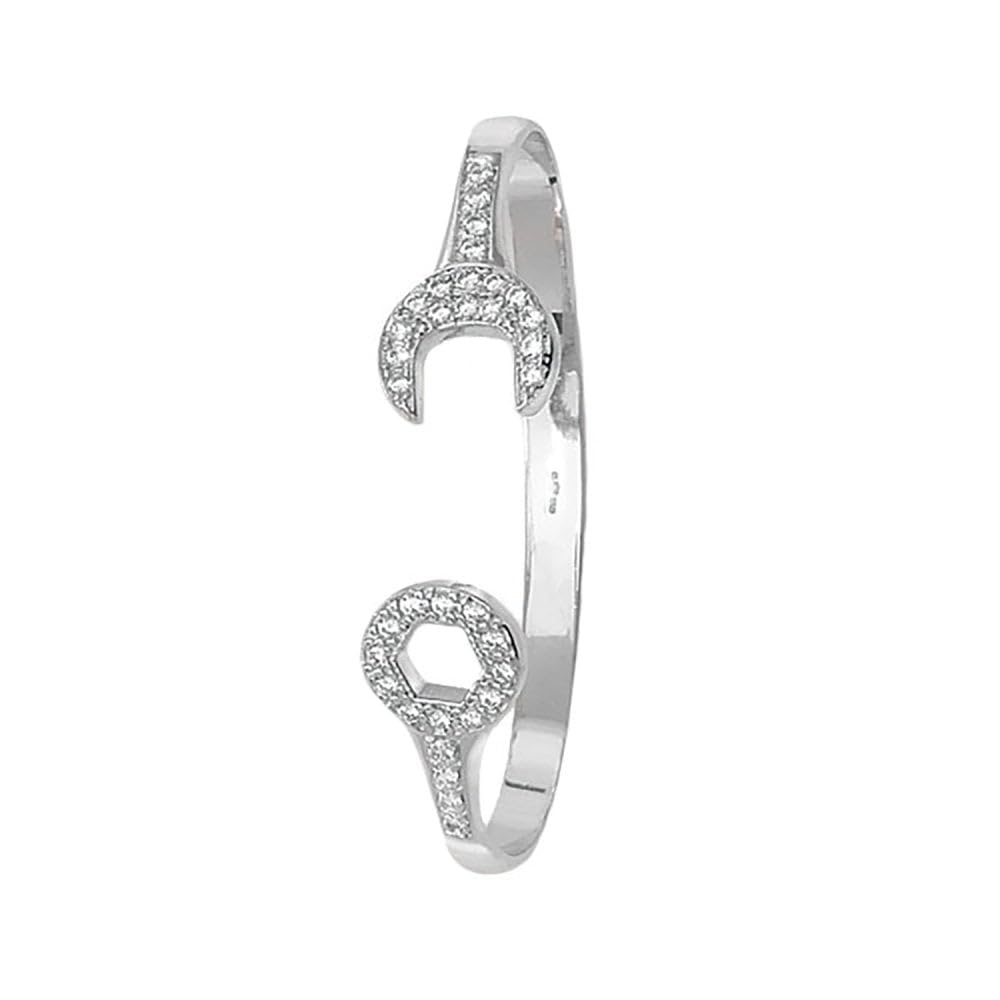 Braccialetto in oro bianco 9 kt con zirconi a forma di chiave inglese BN343W