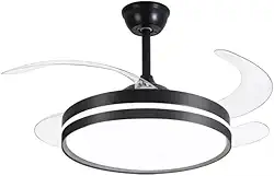 Ventilador Retrátil Led 3 Cores De Luz Silencioso Moderno Preto