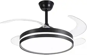 Ventilador Retrátil Led 3 Cores De Luz Silencioso Moderno Preto