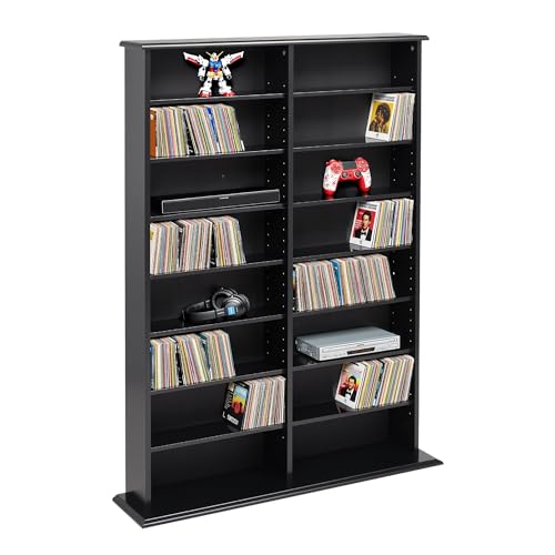 Image of Prepac 2 Column Display Cabinet Media Storage, Double Width Wall, Black