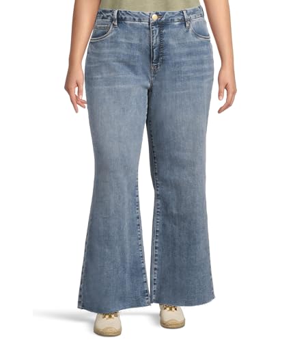 KUT from the Kloth Women's Plus Size Meg High Rise Fab Ab Wide Leg Raw Hem-Long Inseam