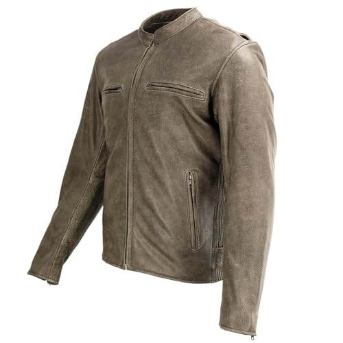 Image of Milwaukee Leather Men's Black Cowhide Quilted Pattern Scooter Style Racing Jacket MLM1545
