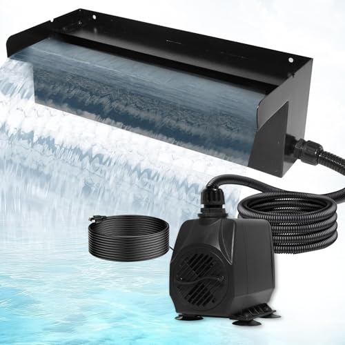 16 Inch Pond Waterfall Spillway Kit with 800GPH Pump, Waterfall