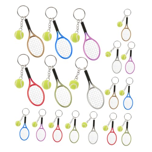 Porte-clés raquette de tennis mini et léger, lot de 18 pcs colorées pour sacs