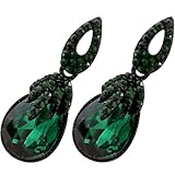 jojofuny Pendientes Colgantes Vintage Estilo Boho en Aleación Verde Diseño de Gota de Agua, Ligeros y Fáciles de Poner para Mujer